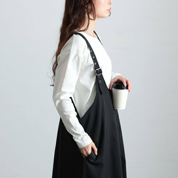 大きいサイズ レディース センタータック肩ベルトジャンパースカート　sw-0742