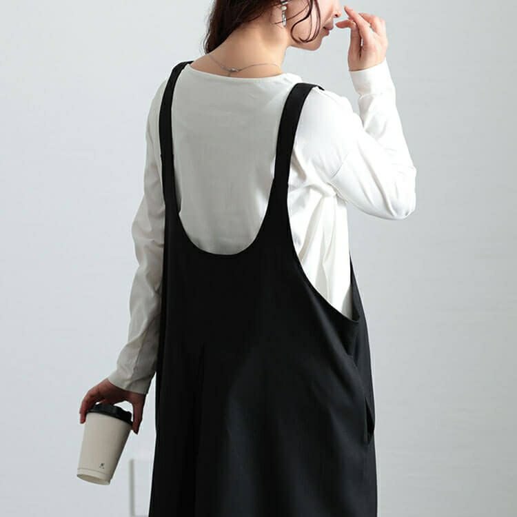 大きいサイズ レディース センタータック肩ベルトジャンパースカート　sw-0742