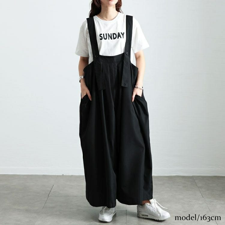 大きいサイズ レディース タックワイドサロペットパンツ sw-0743