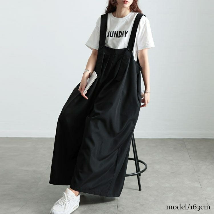 大きいサイズ レディース タックワイドサロペットパンツ　sw-0743