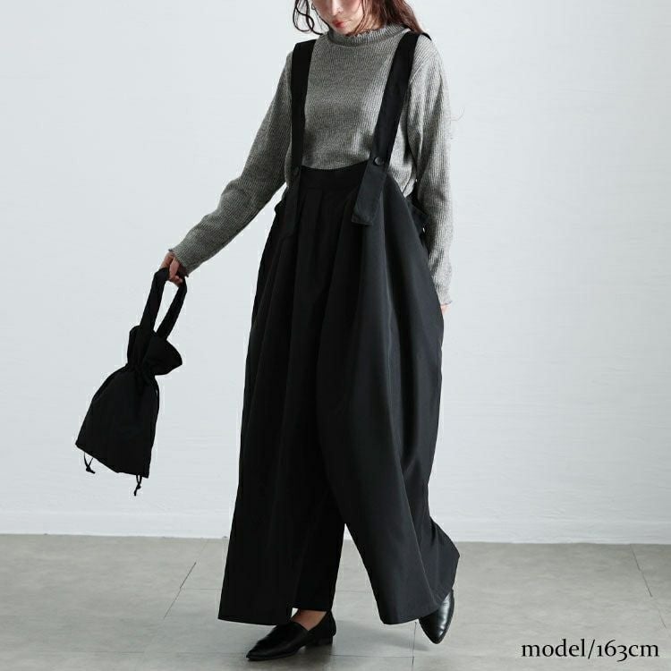 大きいサイズ レディース タックワイドサロペットパンツ　sw-0743