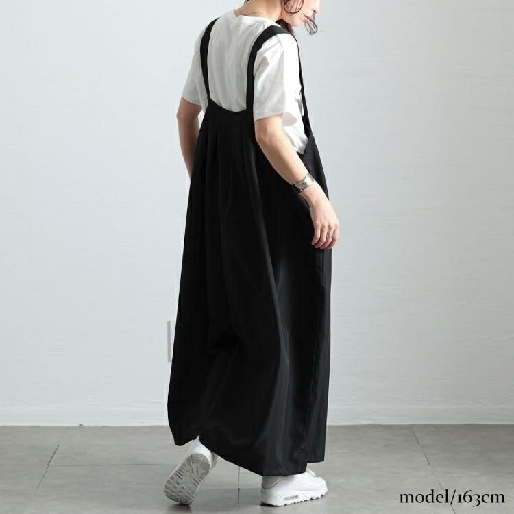 大きいサイズ レディース タックワイドサロペットパンツ　sw-0743