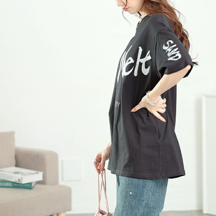 大きいサイズ レディース ビッグロゴコットンTシャツ　goldy-1661【メール便可】