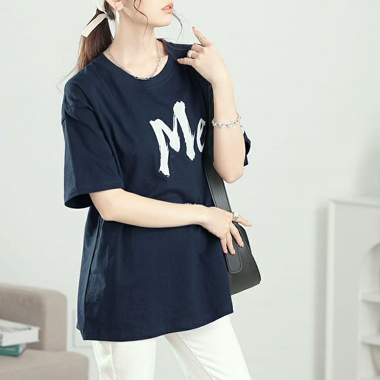 大きいサイズ レディース ビッグロゴコットンTシャツ　goldy-1661【メール便可】