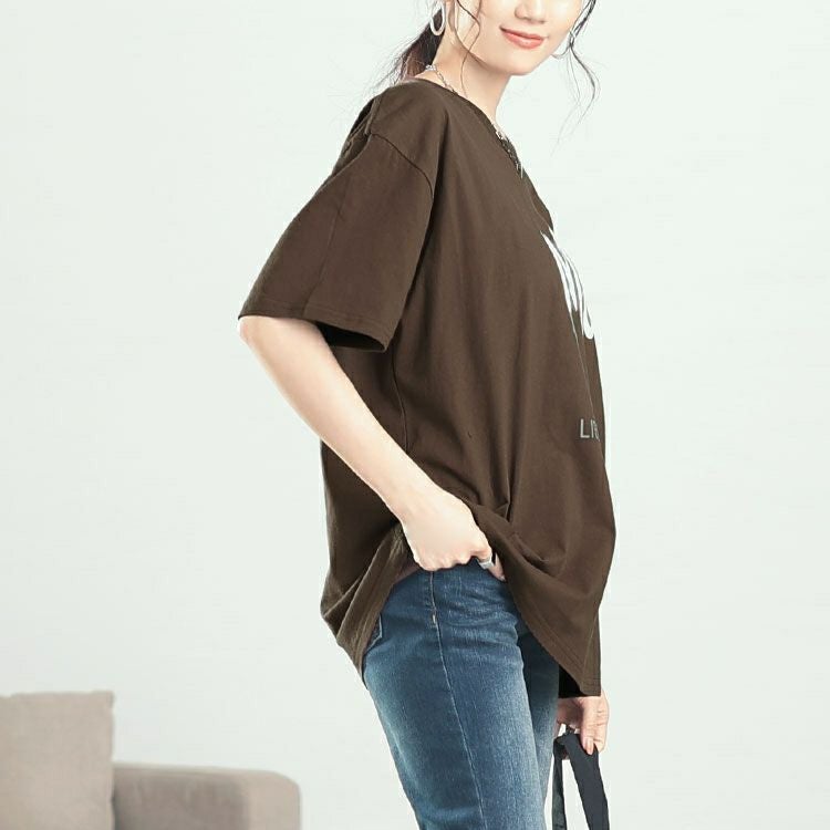 大きいサイズ レディース ビッグロゴコットンTシャツ　goldy-1661【メール便可】