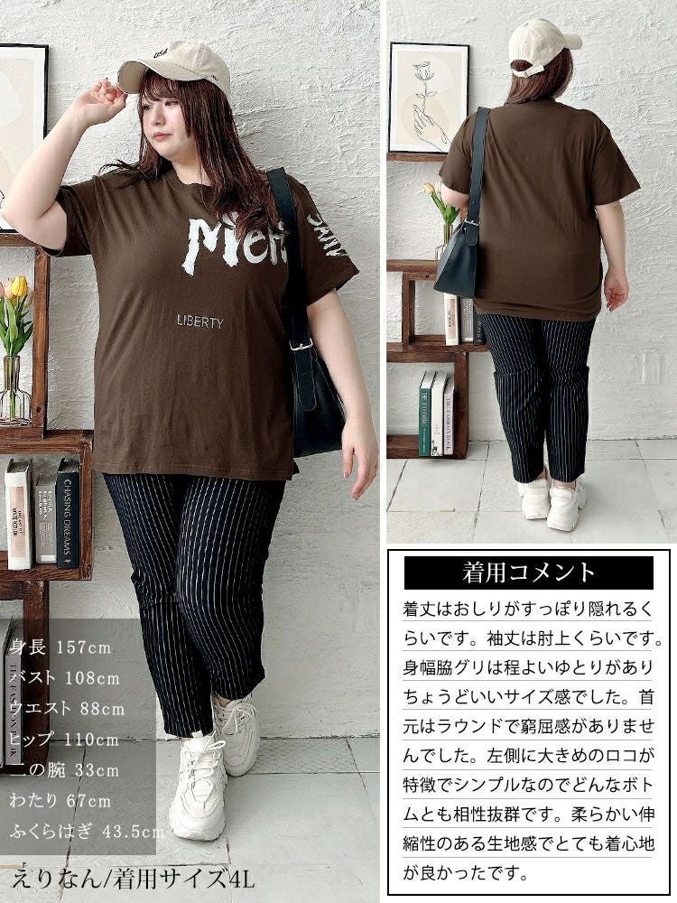 大きいサイズ レディース ビッグロゴコットンTシャツ　goldy-1661【メール便可】