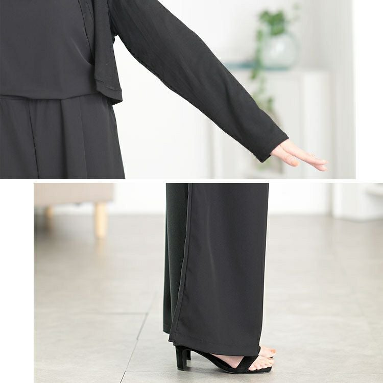 大きいサイズ レディース ショート丈トッパーカーディガン＆ワイドサロペットパンツ2点セット　goldy-1666