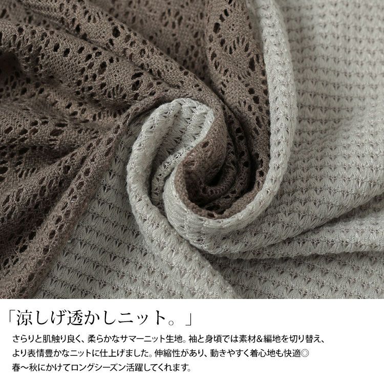 大きいサイズ レディース 配色レース編み切り替えニットドルマン　cast-5554019【メール便可】