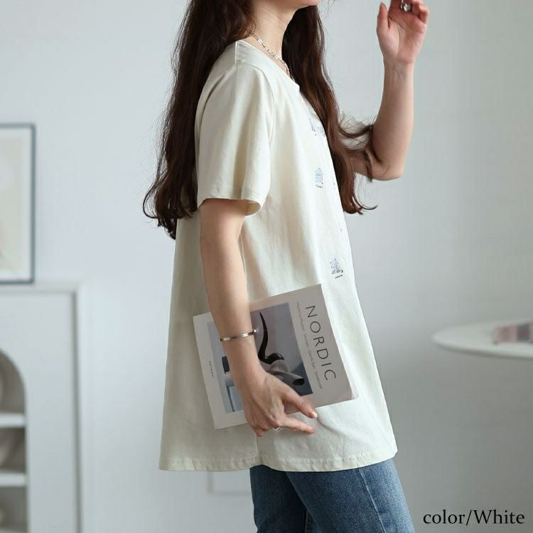 大きいサイズ レディース ネコプリントコットンチュニックカットソー　cast-5554002【メール便可】