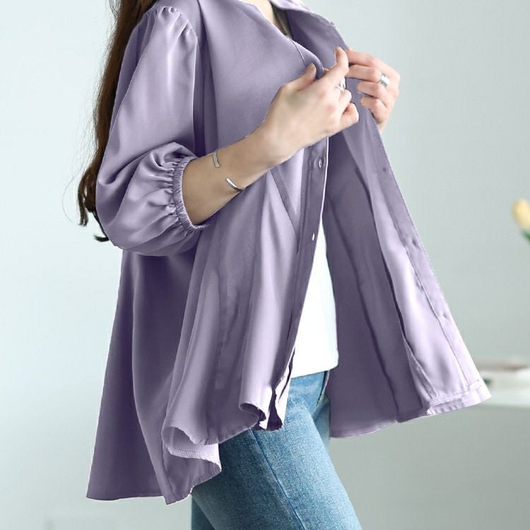 大きいサイズ レディース キーネックボリュームフレアブラウス　fem-569【メール便可】