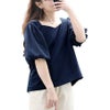 大きいサイズ レディース シフォンバルーンスリーブプルオーバー　maru-30146【メール便可】 ネイビー