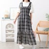 大きいサイズ レディース チェック柄肩リボンワンピース　tani-36818ll ブラック
