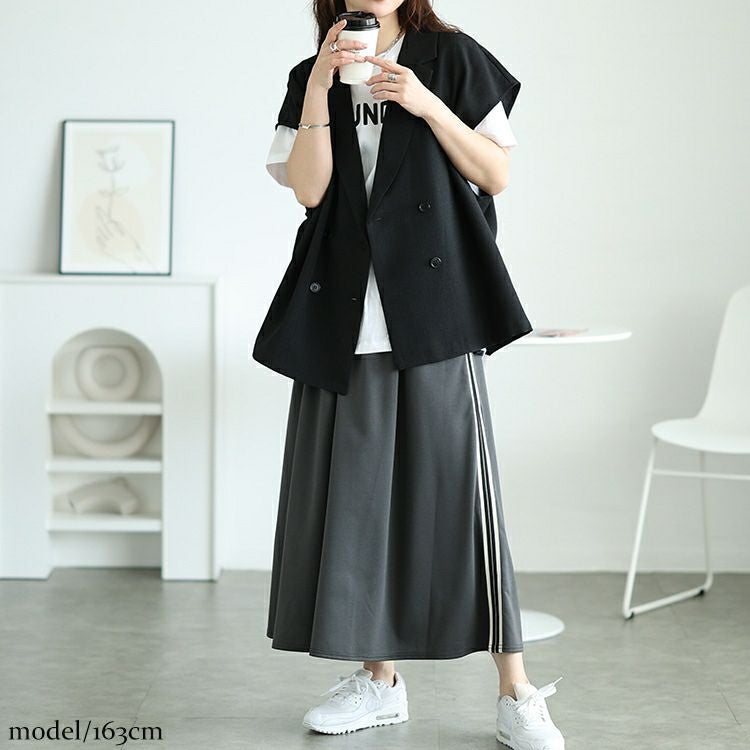 大きいサイズ レディース 麻調テーラードジレ　tani-36767ll【メール便可】