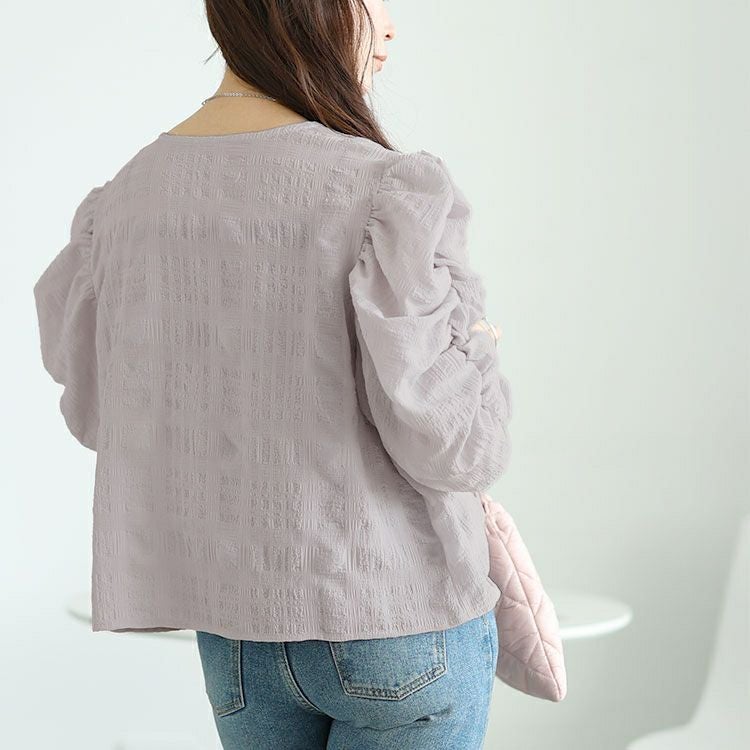 大きいサイズ レディース パールボタンパワショルブラウス　tani-36579ll