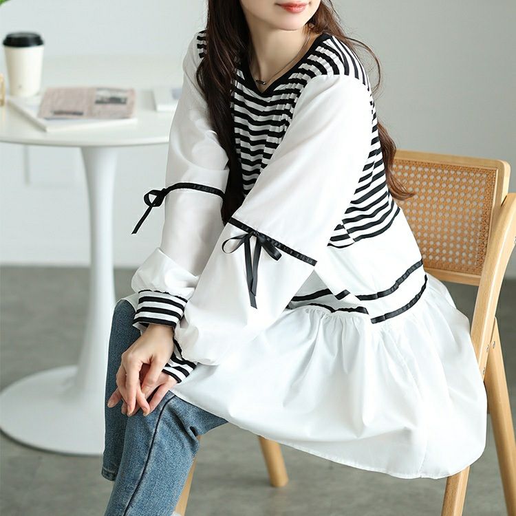 大きいサイズ レディース ボーダーペプラムドッキングチュニック　jp534【メール便可】