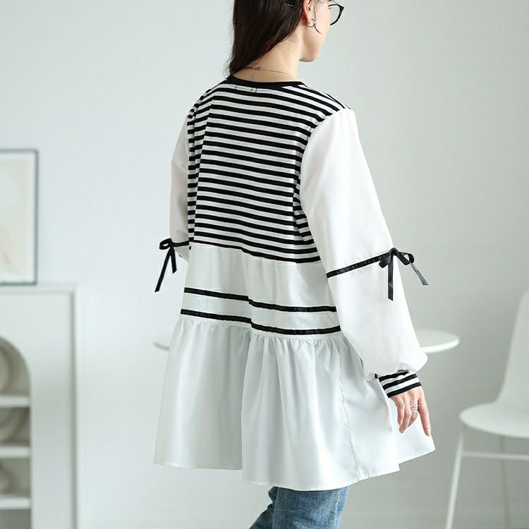 大きいサイズ レディース ボーダーペプラムドッキングチュニック　jp534【メール便可】