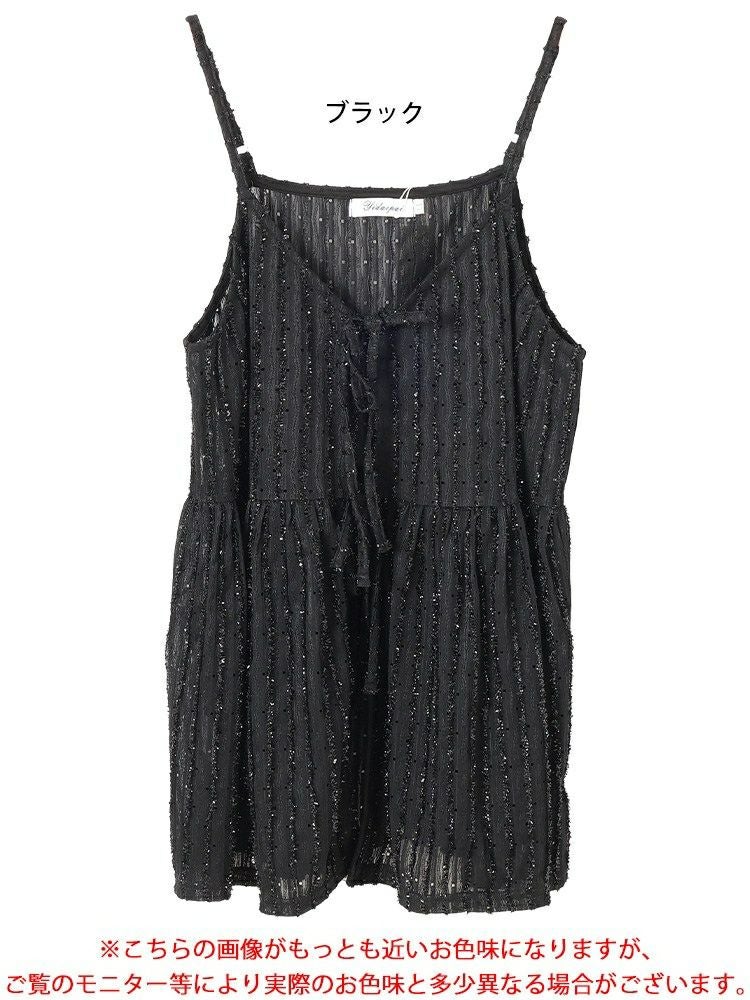 大きいサイズ レディース ラメストライプリボンキャミチュニック　jp532【メール便可】