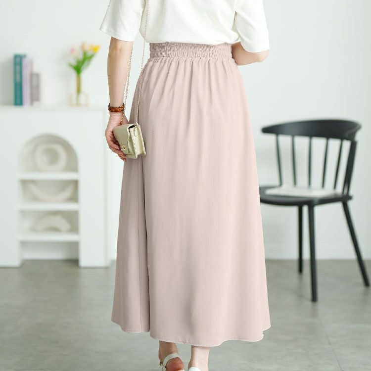 大きいサイズ レディース パールボタンとろみツイルフレアスカート　tana-651009