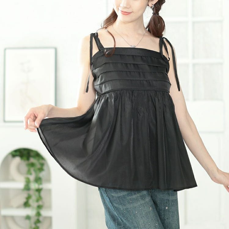 大きいサイズ レディース 袖取り外し2wayリボンキャミソール　tana-351022