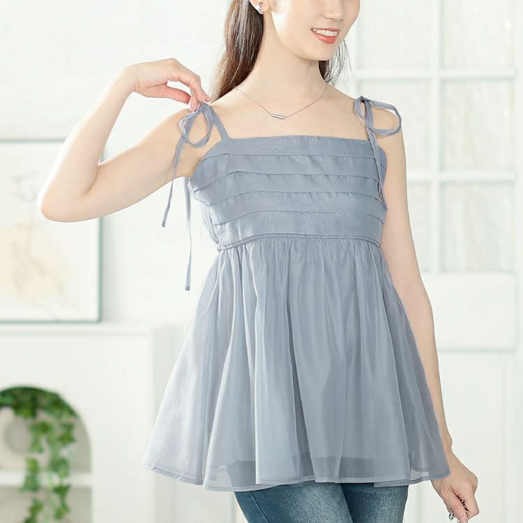 大きいサイズ レディース 袖取り外し2wayリボンキャミソール　tana-351022