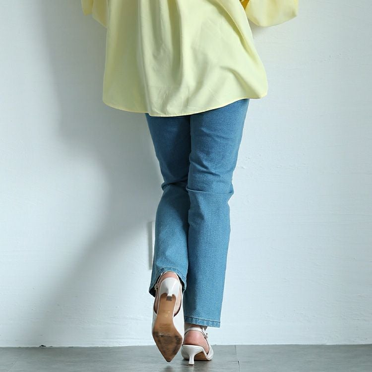 大きいサイズ レディース 花刺繍ストレッチスキニーデニム　wan-wd-0192s