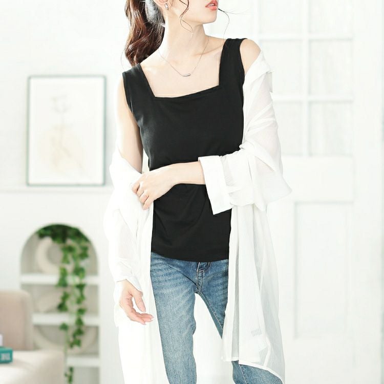 大きいサイズ レディース カップ付きコットンタンクトップ　wk-0539