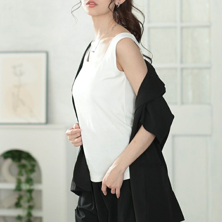 大きいサイズ レディース カップ付きコットンタンクトップ　wk-0539