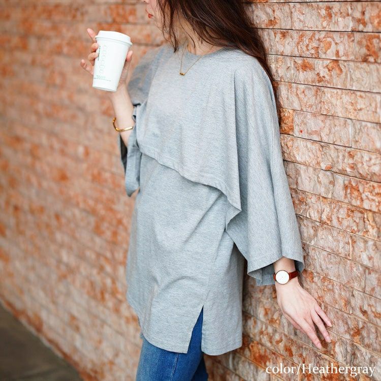 大きいサイズ レディース ポンチョ＆サイドタックアシメタンクトップ2点セット　wk-0535