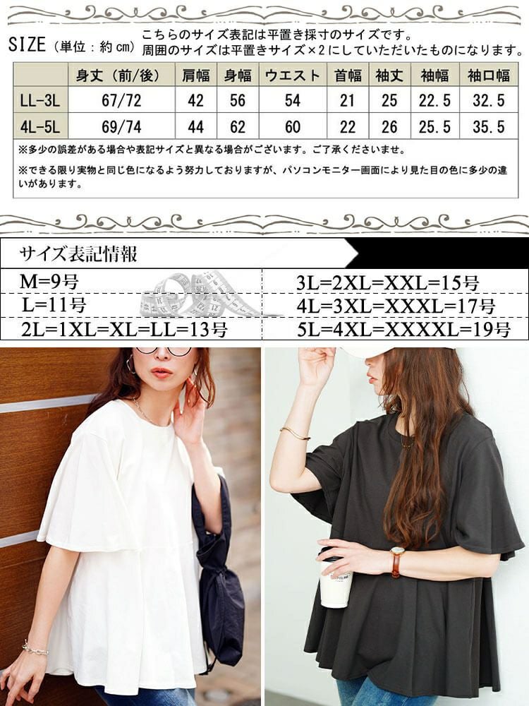イベントセール】 大きいサイズ レディース フレアスリーブペプラム