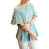 大きいサイズ レディース フレアスリーブペプラムコットンカットソー　wk-0517【メール便可】 ミント
