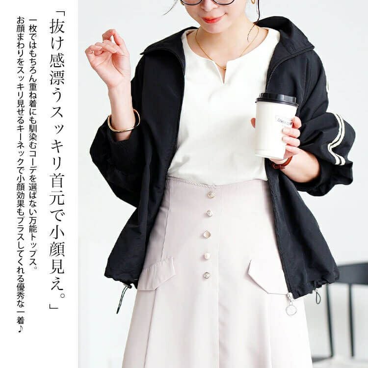 大きいサイズ レディース キーネックコットンカットソー　wk-0511【メール便可】