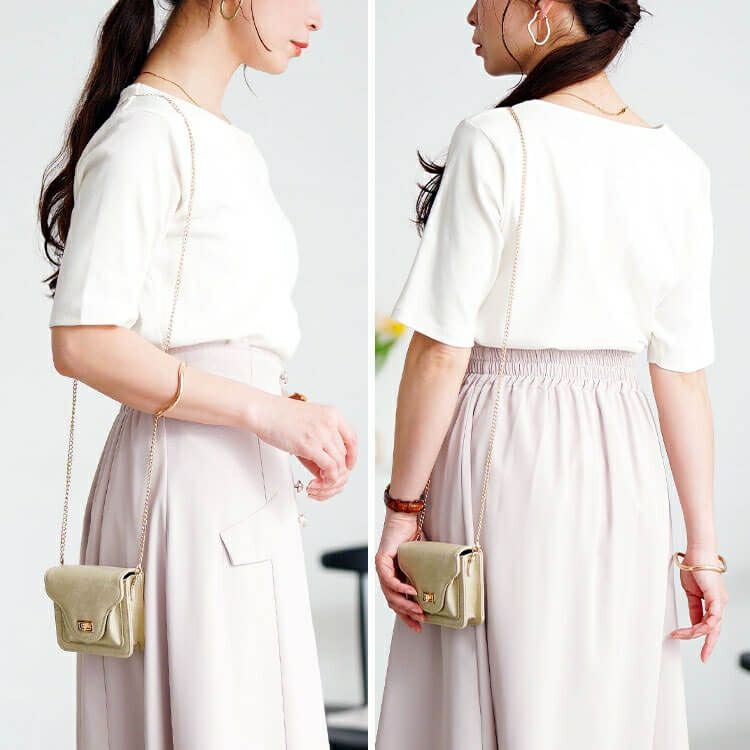 大きいサイズ レディース キーネックコットンカットソー　wk-0511【メール便可】