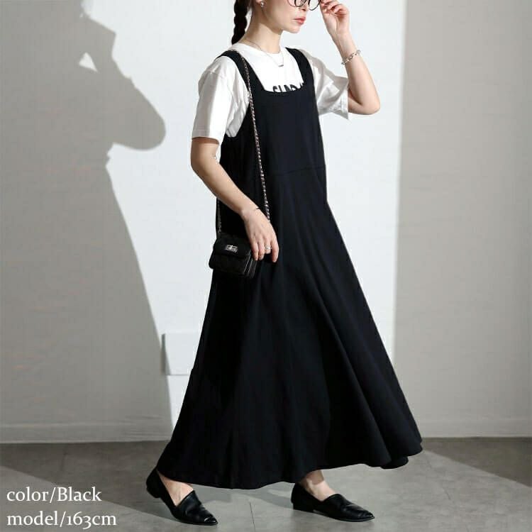 大きいサイズ レディース インナー隠しコットンジャンパースカート　wk-0506【メール便可】