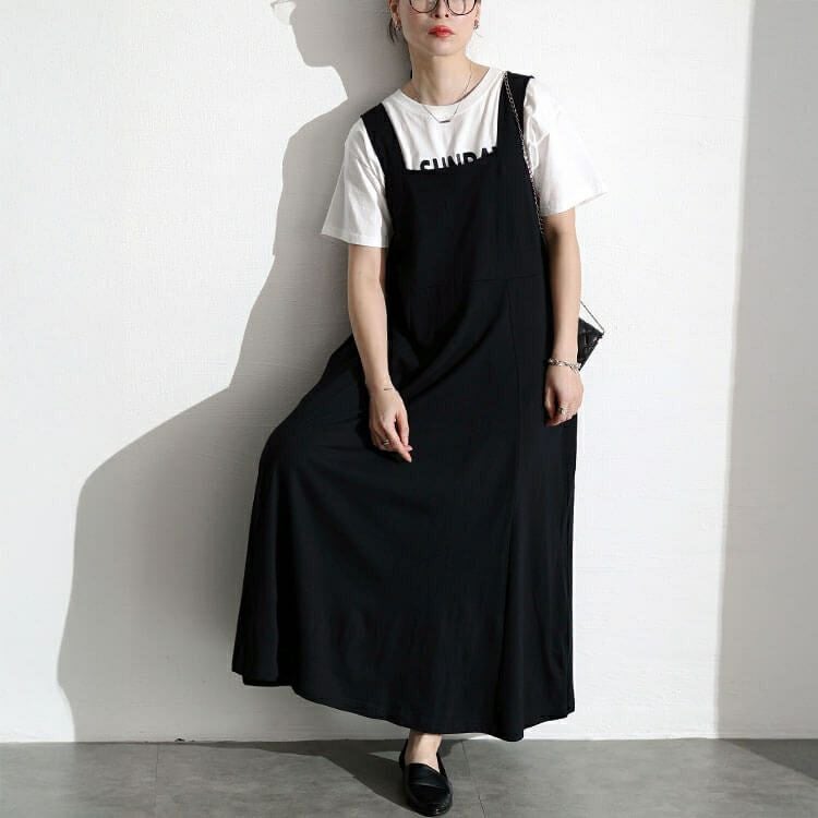 大きいサイズ レディース インナー隠しコットンジャンパースカート　wk-0506【メール便可】