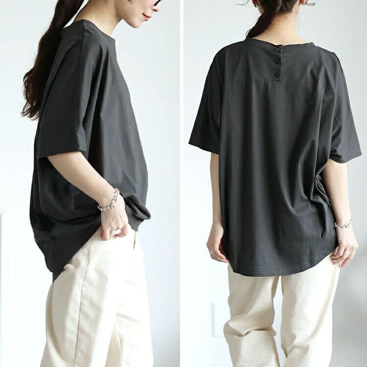 大きいサイズ レディース 裾タックコットンドルマンプルオーバー　wk-0474【メール便可】