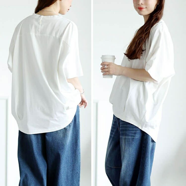 大きいサイズ レディース 裾タックコットンドルマンプルオーバー　wk-0474【メール便可】