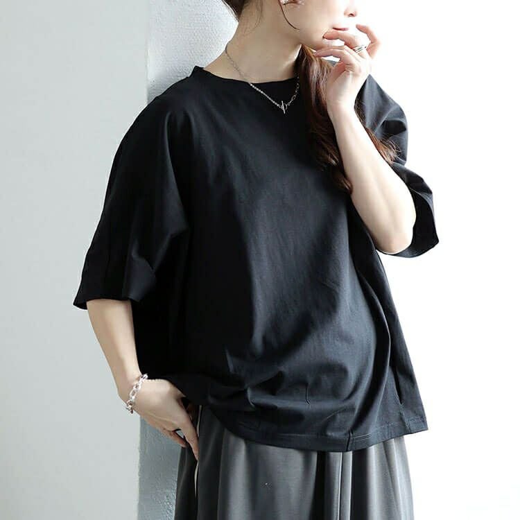 大きいサイズ レディース 裾タックコットンドルマンプルオーバー　wk-0474【メール便可】