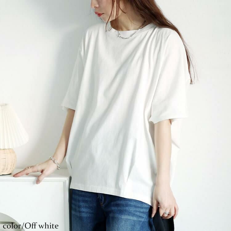 大きいサイズ レディース 裾タックコットンドルマンプルオーバー　wk-0474【メール便可】 オフホワイト