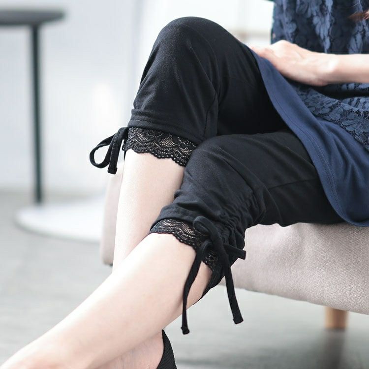 大きいサイズ レディース 裾レース＆ドロスト7分丈レギンス　cast-5554007【メール便可】