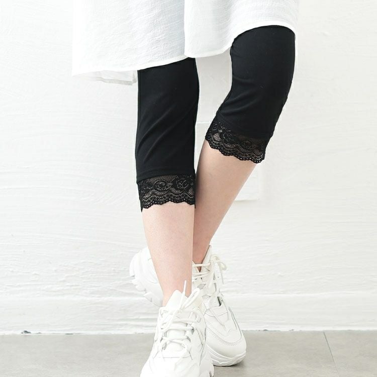 大きいサイズ レディース 裾レース7分丈レギンス cast-5554006【メール