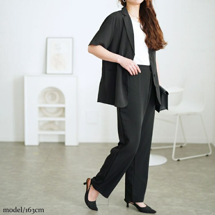 大きいサイズ レディース サイドゴムテーラードパンツ　goldy-1675【メール便可】