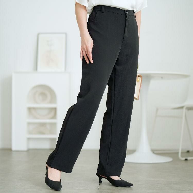 大きいサイズ レディース サイドゴムテーラードパンツ　goldy-1675【メール便可】 ブラック