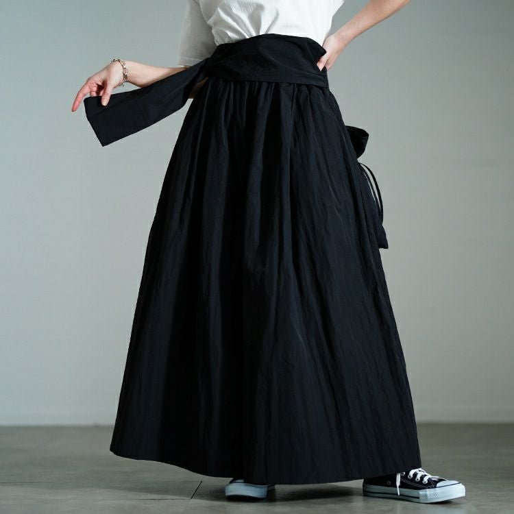 大きいサイズ レディース サッシュベルトボリュームナイロンパンツ　sw-0708