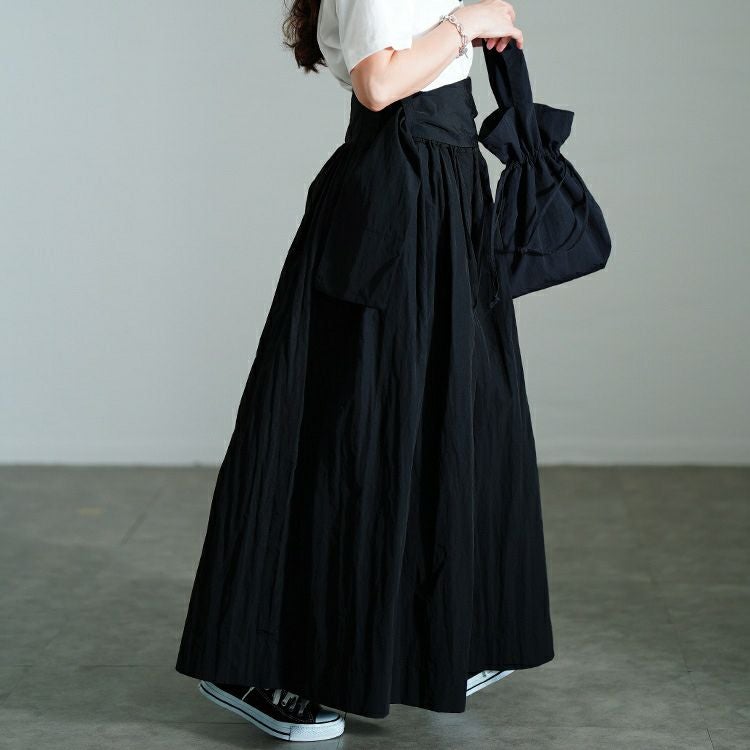大きいサイズ レディース サッシュベルトボリュームナイロンパンツ　sw-0708