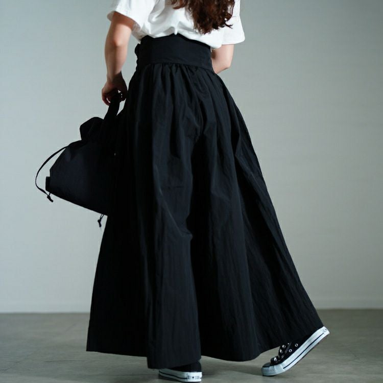 大きいサイズ レディース サッシュベルトボリュームナイロンパンツ　sw-0708
