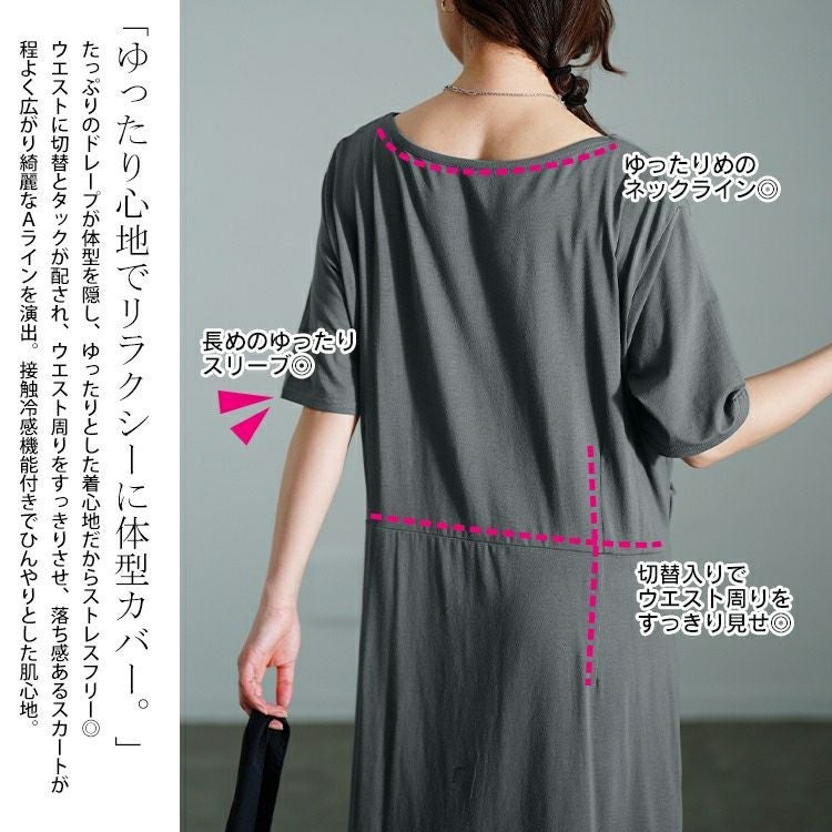 大きいサイズ レディース 接触冷感ストレッチドレープワンピース　sw-0726