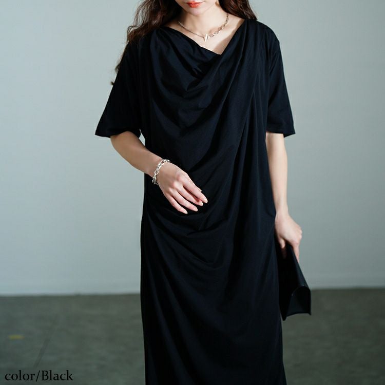 大きいサイズ レディース 接触冷感ストレッチドレープワンピース　sw-0726
