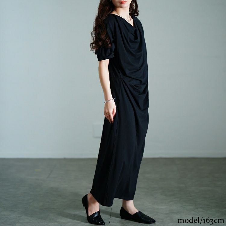 大きいサイズ レディース 接触冷感ストレッチドレープワンピース　sw-0726