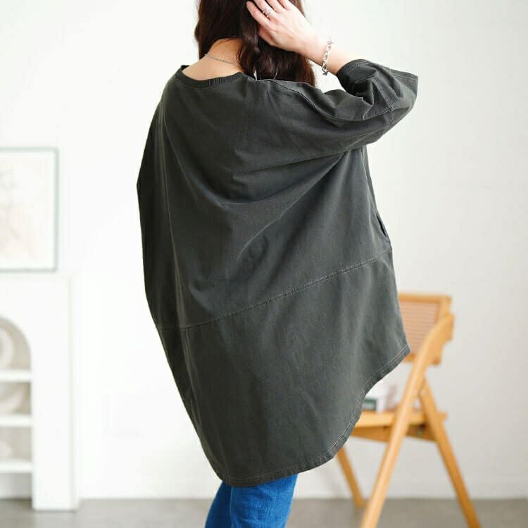 大きいサイズ レディース ロゴプリントコットンチュニックTシャツ　cros-130468