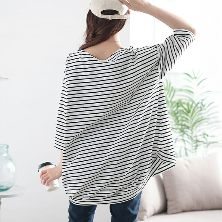 大きいサイズ レディース コットンボーダーチュニック　cpdai-659698【メール便可】